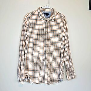 Banana Republic Windowpane Cotton Dress Shirt Extra Large